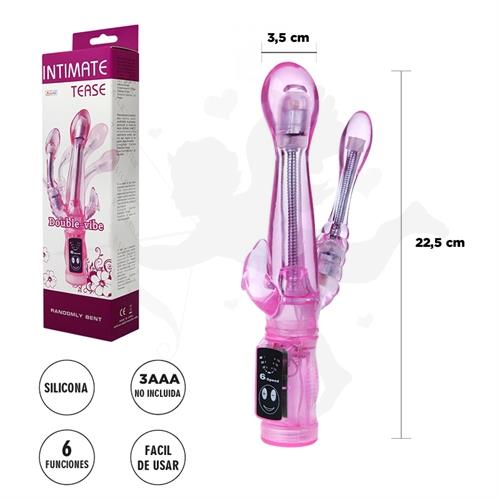 Vibrador flexible con estimulador de clitoris y 6 funciones de vibracion